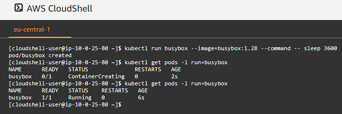 CloudShell Create BusyBox Pod