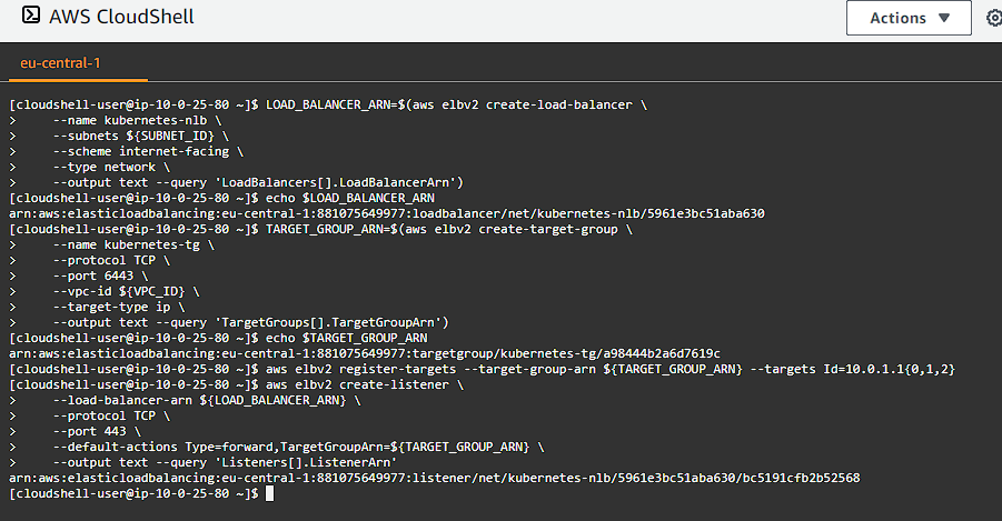 CloudShell Create Network Load Balancer