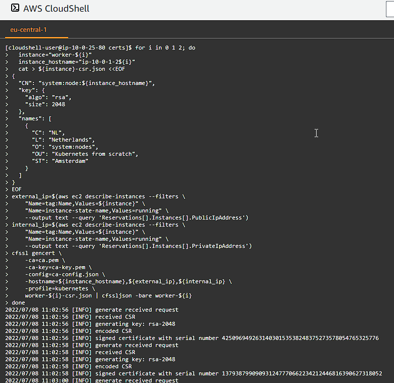 CloudShell Create Worker Certificates