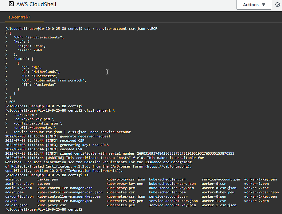 CloudShell Service Account Certificate