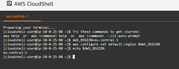 CloudShell set region
